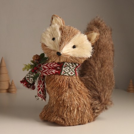 Decor "New Year's Fox in a knitted scarf" 13x25x24 cm