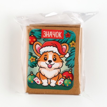 Icon in the box "New Year's Corgi", 5 x 4 cm-5