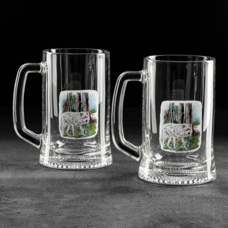 A set of beer mugs "Okhota-fish", 500 ml, 2 pcs, drawing mix-1