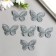Decor for creativity Textile Embroidery "Silver butterfly" double wings 3.7x4.5 cm