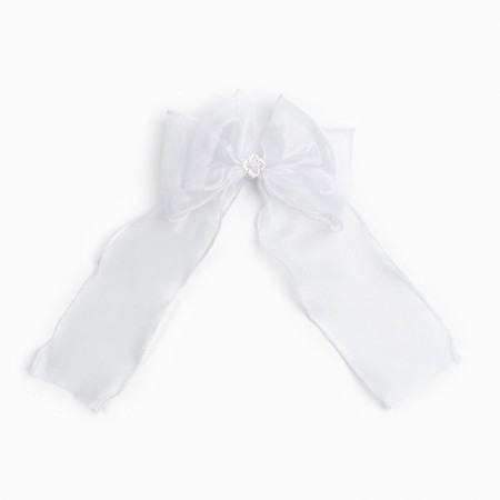 Outlet. Hair bow on elastic band, white, 6x25 cm, kitty Marie-2