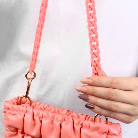 A chain for a bag, plastic, with carbines, 23 × 17 mm, 68 cm, pink/gold color-3
