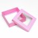 The box is folding, the lid is, pink, with a window 20 x 20 x 6 cm