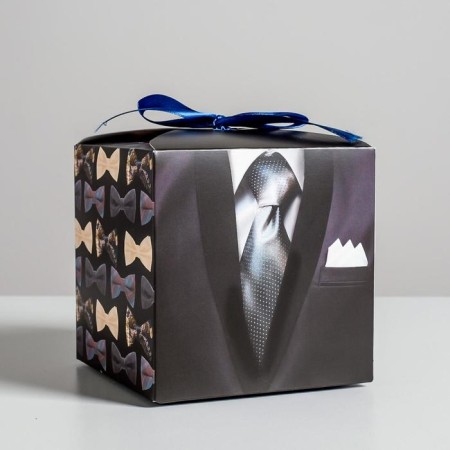 Gift folding box, packaging, "gentleman", 12 x 12 x 12 cm-1