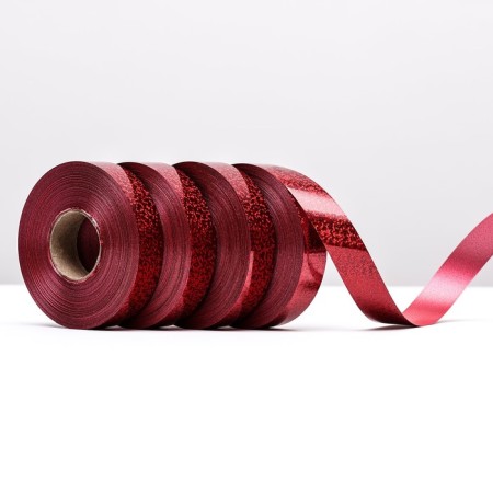 Holographic tape for decor and gifts, red, 2 cm x 50 m-1