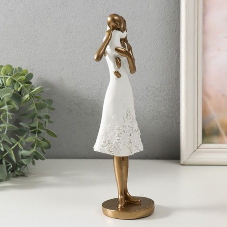 Polystone souvenir "Mom with a child, a white dress with flowers" 8x7.5x23.5 cm-1