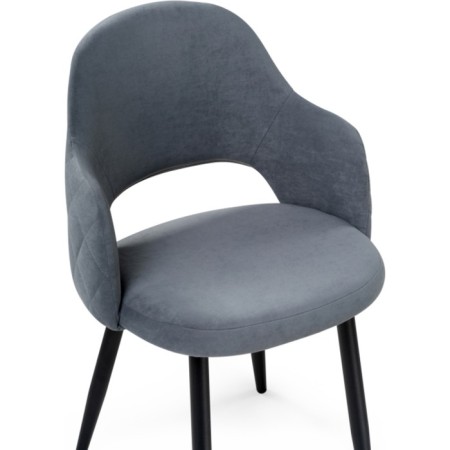 Stol on a metal frame Gutride metal/velor, black/gray 51x56x82 cm-5