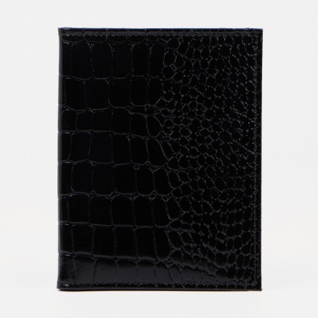 Cover for auto documents and passports, crocodile, black color
