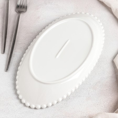 Ceramic oval "Classics" dish, 27.5 × 14 × 4 cm, white color-2