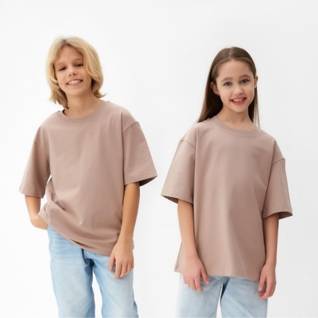 T -shirt Children's Minaku: Basic Line Kids beige color, height 146 cm
