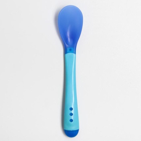 Spoon for nursery for feeding, heat-sensitive, blue-blue color-2