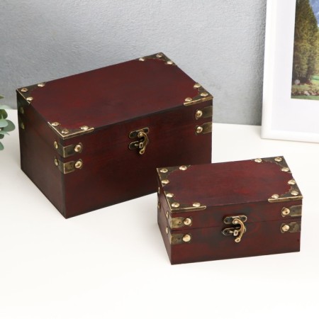 Casket wood chest "with corners" set 2 pcs 15x9x7.5 20x11.5x13 cm-6