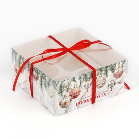 Box for Capcake "Happy New Year!", 16 x 16 x 7.5 cm, New Year-1
