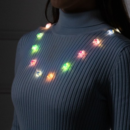 LED beads "Stars", 80 cm, LED (1608) -16-4.6V, AG13X3 (in the set), 3 dir, glow warm white