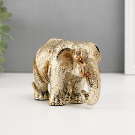 Souvenir Polystone "Golden Elephant" 8.7x13x7 cm-1