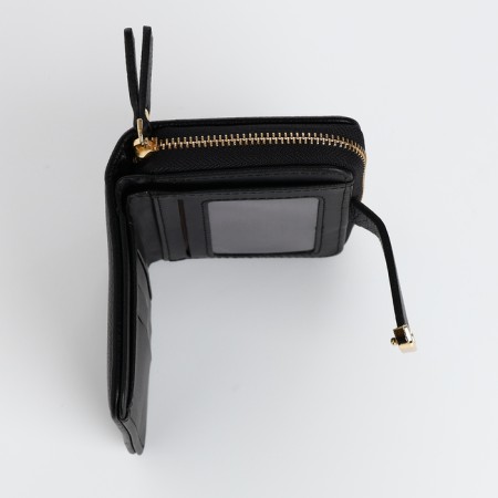 Women's wallet on the button, black color-4