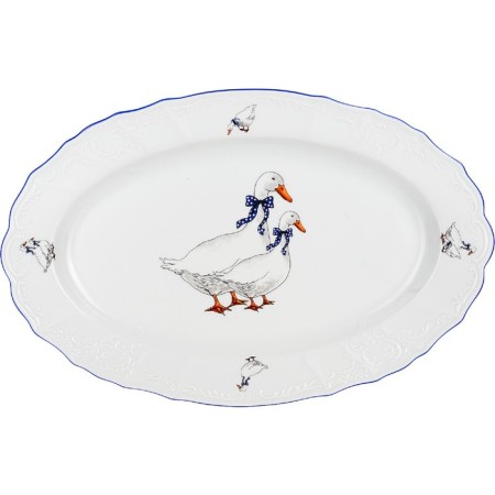 Oval Bernadotte dish, Geese decor, 36 cm-1