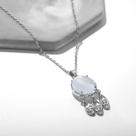 Pendant "Dreams", white color in silver, 40 cm-2