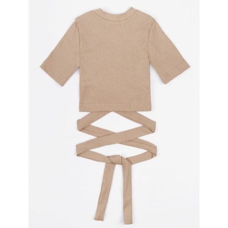 Top for a girl with short Generation sleeves, height 146 cm, beige color-8