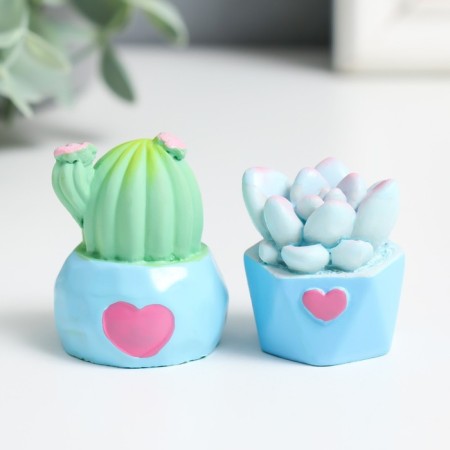 Polystone souvenir "Cactus in a pot" MIX 4x2.5x3 cm