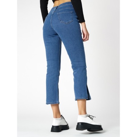 Women's cool jeans with a high -waist of blue, size 44-9