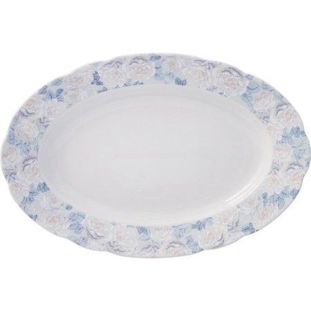 Oval Rose dish, Blue Rose decor, 32 cm