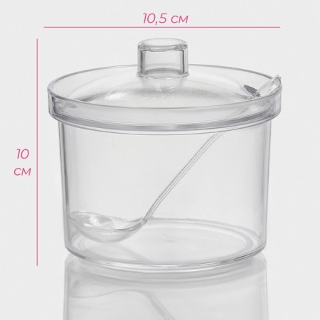A container for spices with a spoon of a share, 400 ml, 10.5 × 10.5 × 10 cm, the color is transparent-1