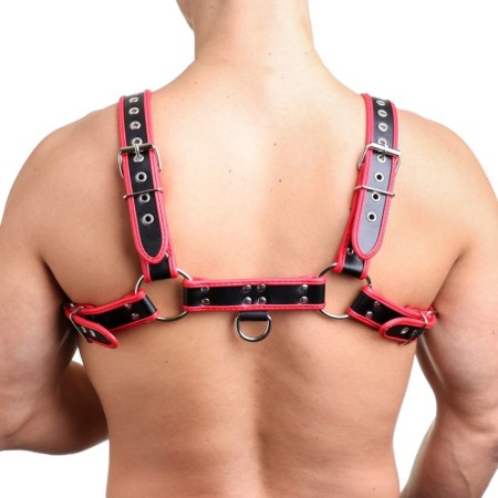BDSM Podsm Oki, male, on the chest, eco-leather, red kant-4