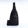 Male sling bag, artificial leather, headphone opening, black color