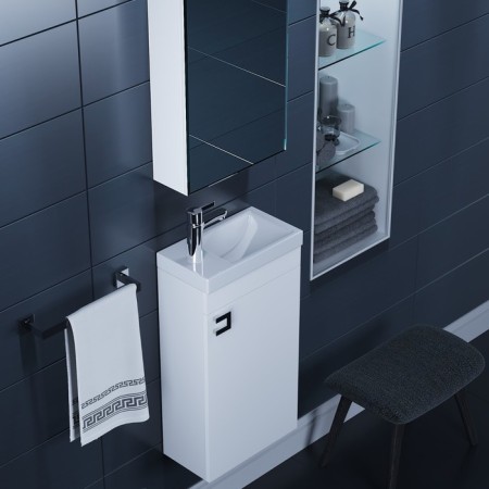 Tumbling under the Uperwood Vizo sink, 40 cm, suspended, white glossy-2