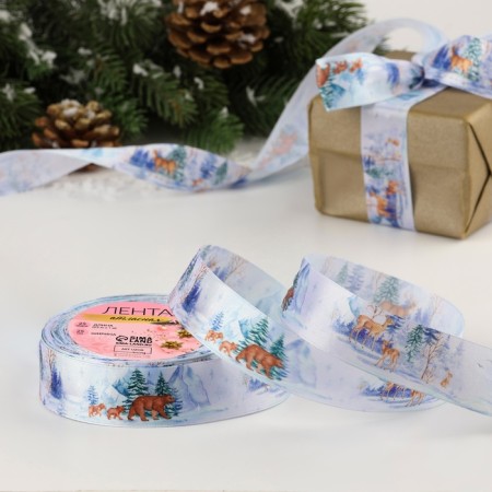 Satiner tape "Fairytale Forest", 25 mm, 23 ± 1 m
