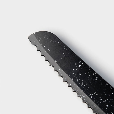 A knife with an anti -wagoning coating of the “marshmallow”, bread, blade 20 cm, black color-2