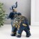 Souvenir Polystone "Blue Elephant in Popon with a golden pattern and mirrors" 14x7x11 cm