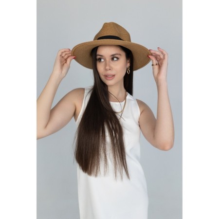 Women's hat, size 54-58, beige color-4