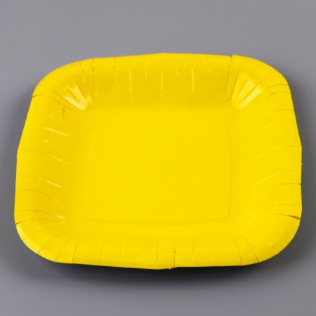 A plate disposable paper square "yellow", square, 16.5x16.5 cm-2
