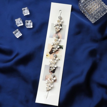 Hair accessory "Gelaya" (with invisible) Assorted flowers, 23.5 cm, silver-white-1