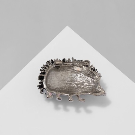 Brooch "Hedgehog" Forest, black and white color in silver-2