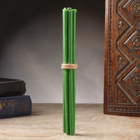 Ritual candles, 15 cm, 5 pieces, green-1