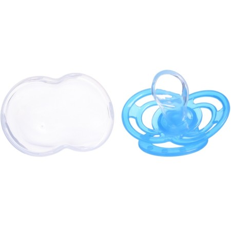 Nipple - orthodontic dummy, silicone, +6 months, “bow” with a cap, blue color-10