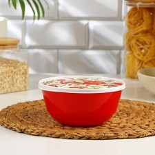 A bowl with a grenade lid, 1 l, 17 × 16.2 × 8 cm, red color