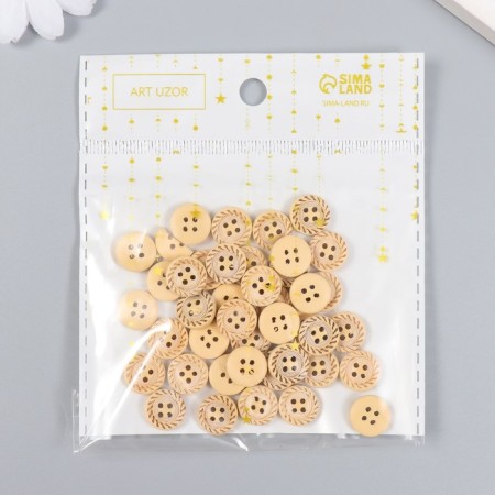 Buttons wood for creativity 4 punctures "Circle stitches" set 40 pcs 1.2x1.2x0.3 cm-3