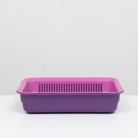 Toilet with a grid, 35.5x26x7 cm, purple tray/pink grid-1