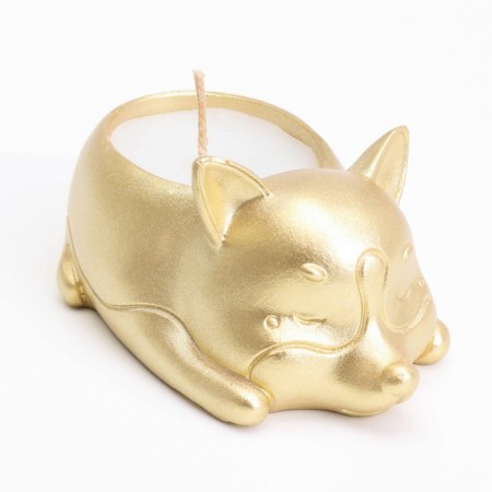Candle "Corgi" in a candlestick of gypsum, 8.5x13x7cm, gold-1