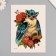 Tattoo on the body color "owl in peony" 26.1x14.6 cm