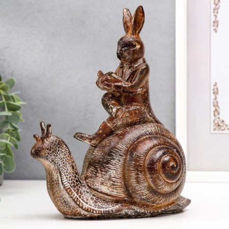 Polystone souvenir "Rabbit with a book on a snail" 20x17x8 cm