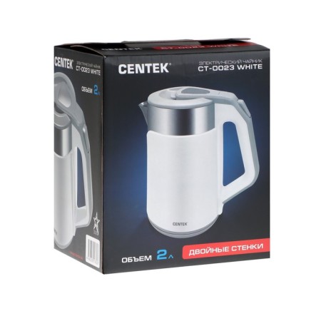 Electric kettle Centek CT-0023, plastic, Metal flask, 2 l, 2000 watts, white-3