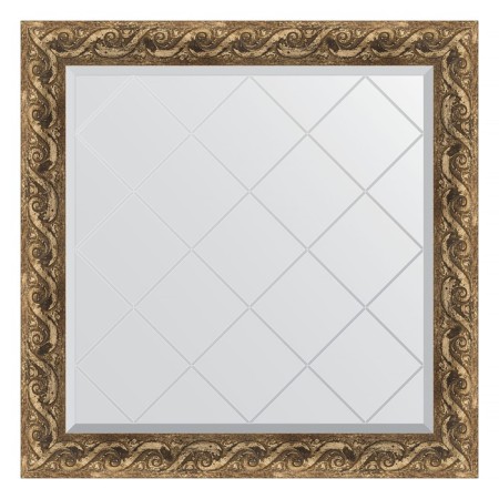 Mirror with engraving in the baguette frame, fresco 84 mm, 86x86 cm