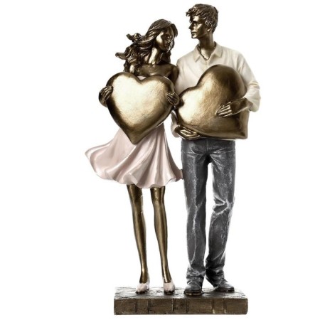 Polystone souvenir "Fighting a couple with hearts" 25.5x8.5x15 cm-4