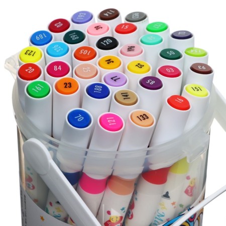 A set of markers, 36 colors, bilateral, bullet and mowed tips-1