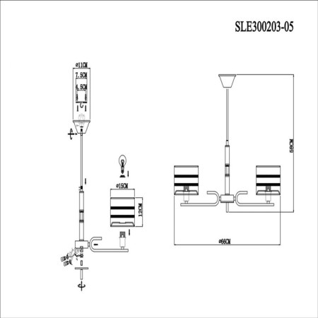 Ceiling EVOLUCE lamp. Sle300203-05. Almese. 5x40 watts, E14, 66x66x58 cm, Shampan-5